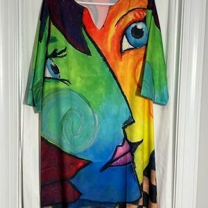 Colorful Funky Abstract Art Dress L
